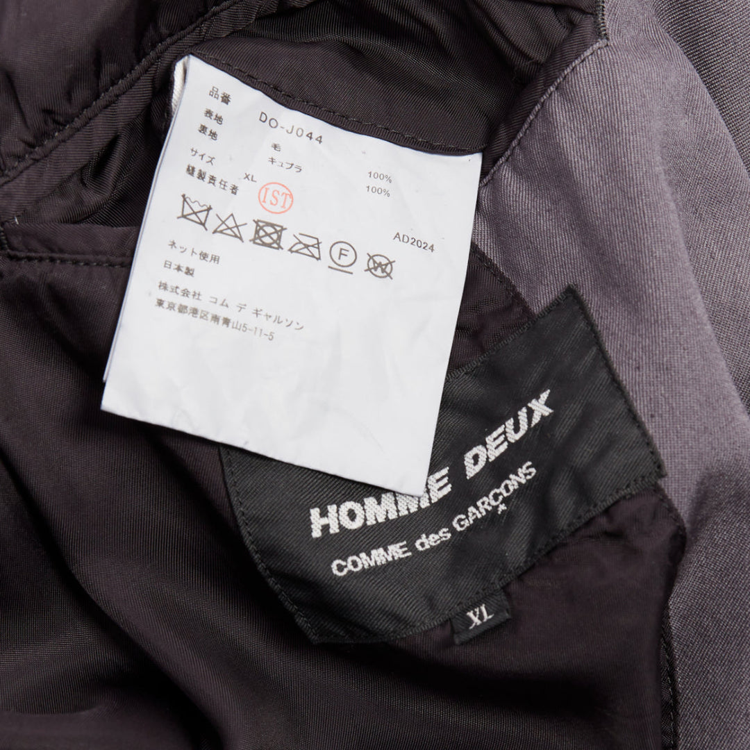 COMME DES GARCONS HOMME DEUX 2024 grey wool flap pockets long-line blazer XL