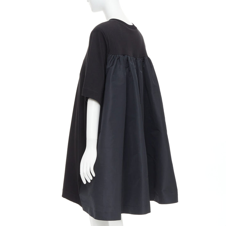 ALEXANDER MCQUEEN 2021 black hybrid flared back oversized tshirt dress IT48 XXL