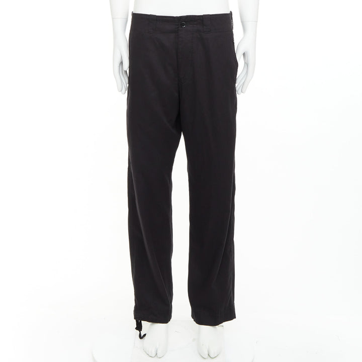 YOHJI YAMAMOTO HOMME black cotton zip pocket wide drawstring pants JP4 XL