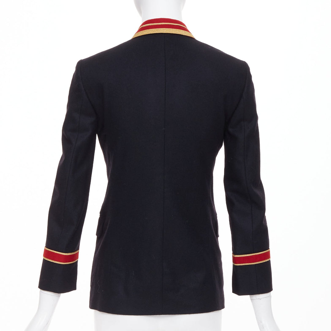SAINT LAURENT 2016 Runway navy red gold Officer Napoleon wool blazer FR40 M