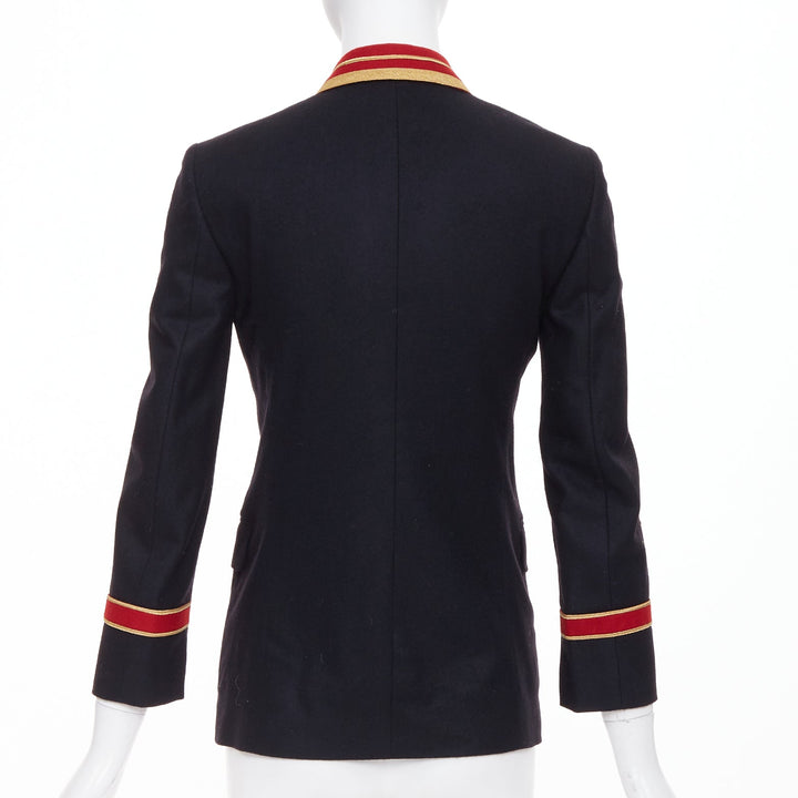 SAINT LAURENT 2016 Runway navy red gold Officer Napoleon wool blazer FR40 M