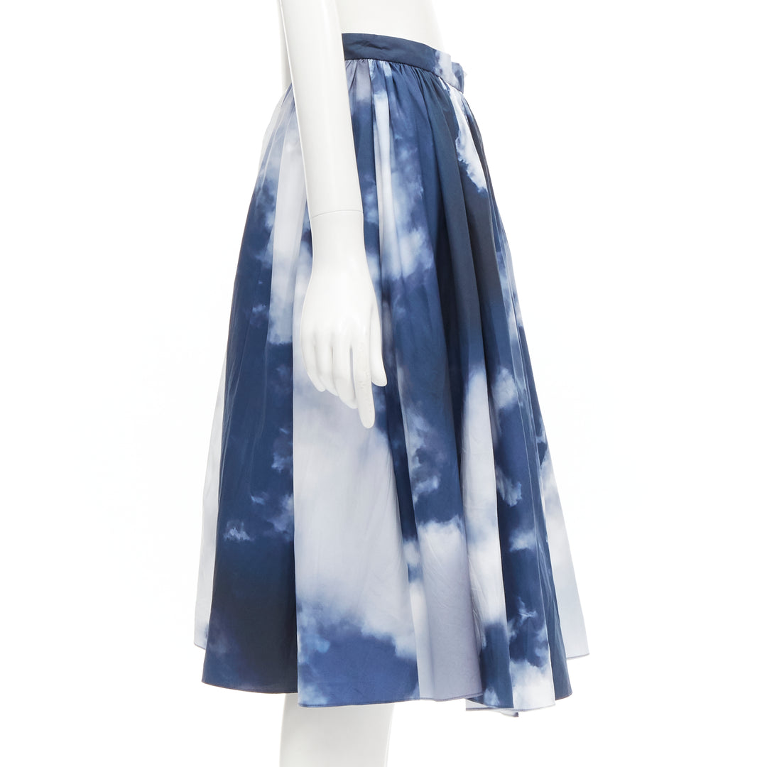 ALEXANDER MCQUEEN 2022 Sky cloud blue white A-line flared skirt IT38 XS