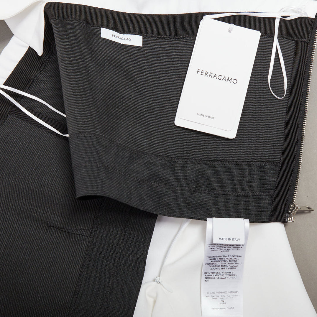 FERRAGAMO Maximilian Davis 2023 Runway Bridal white hood crepe mini dress IT40 S