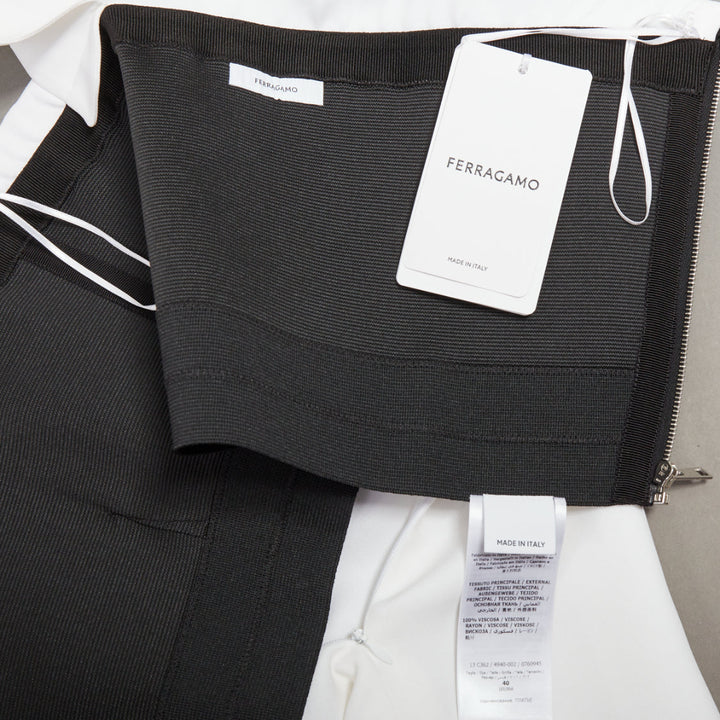 FERRAGAMO Maximilian Davis 2023 Runway Bridal white hood crepe mini dress IT40 S