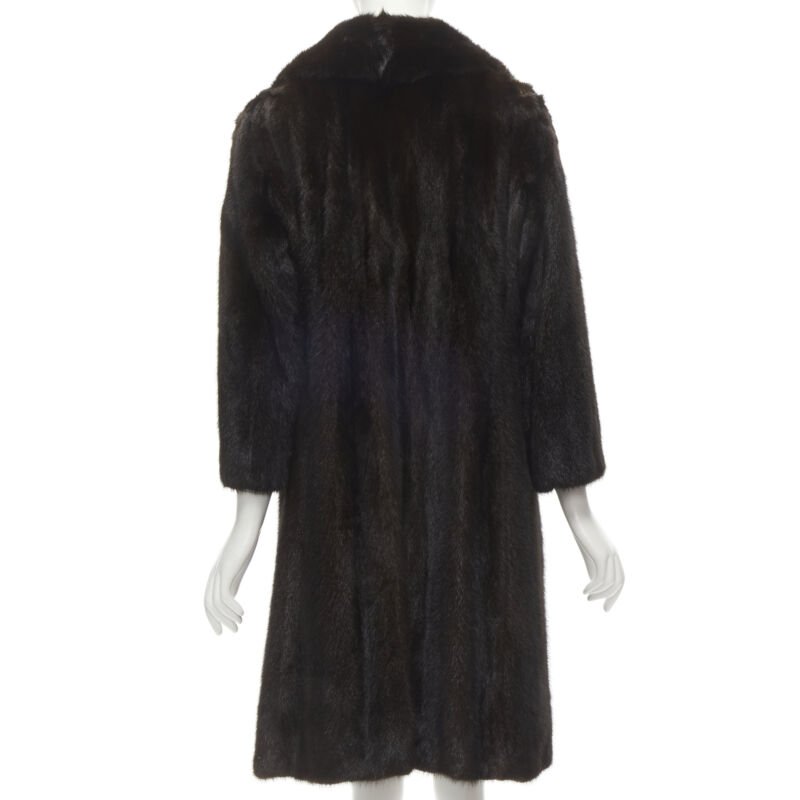 YORK FUR brown fur oversized collar long sleeve long coat