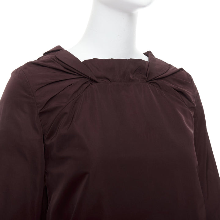 MARNI burgundy silk blend reverse dipped neckline cropped top IT38 XS