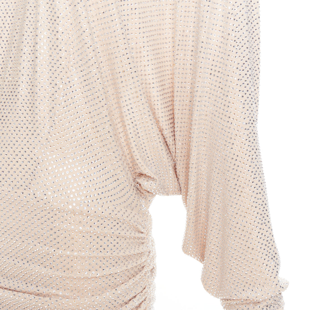 ALEXANDRE VAUTHIER Bridal ivory diamond strass crystal batring cowl back dress