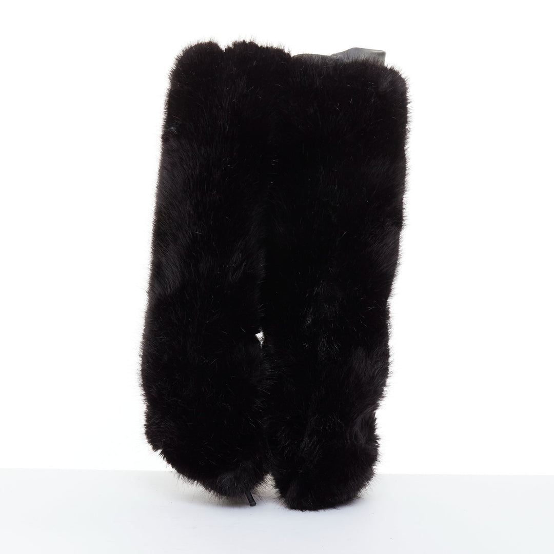 ALEXANDRE VAUTHIER COUTURE 2023 Runway black faux fur tall stiletto boots EU40