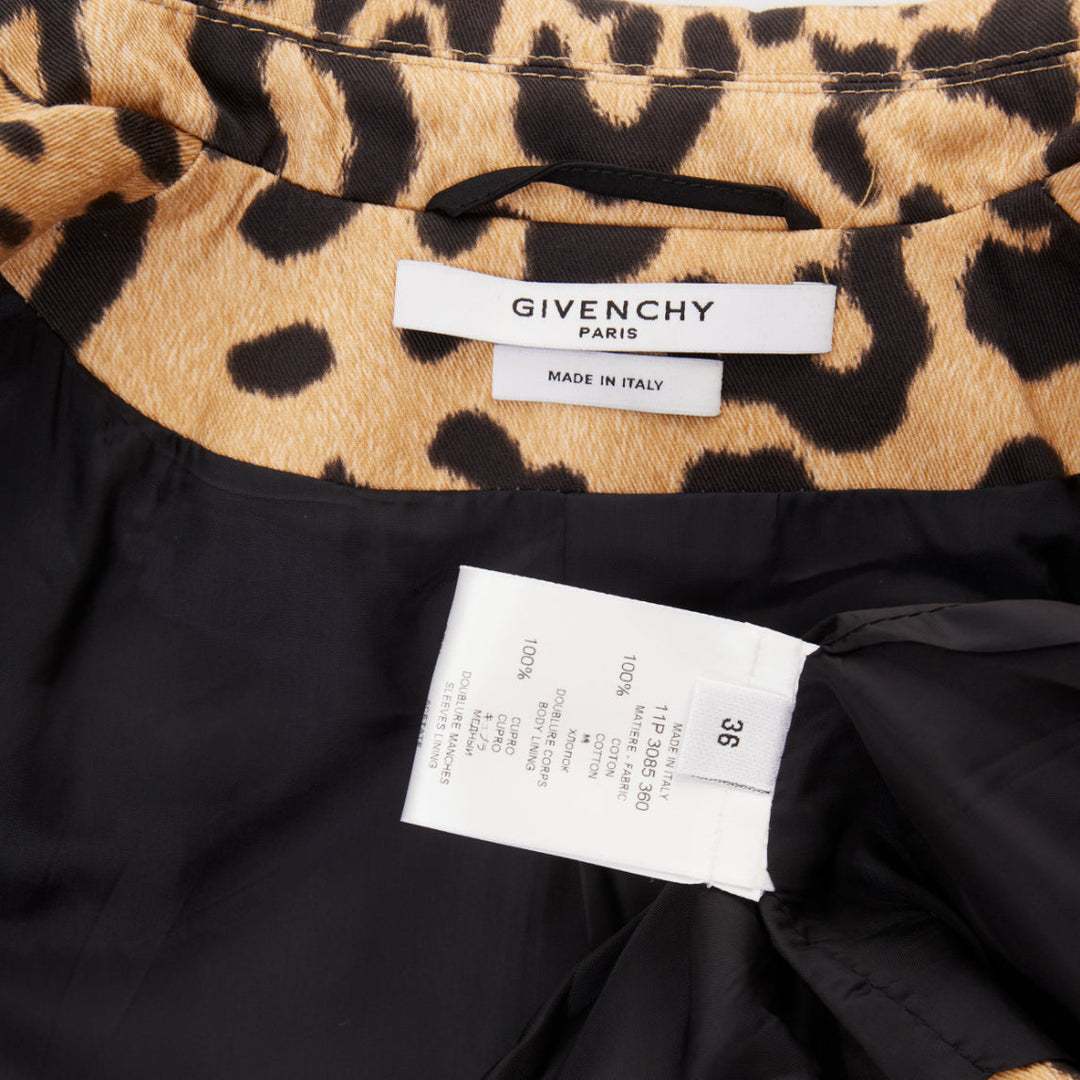 GIVENCHY 2012 leopard paneled cotton tailcoat tuxedo blazer IT36 XXS