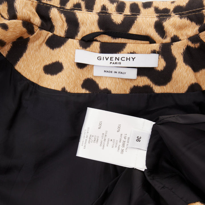 GIVENCHY 2012 leopard paneled cotton tailcoat tuxedo blazer IT36 XXS