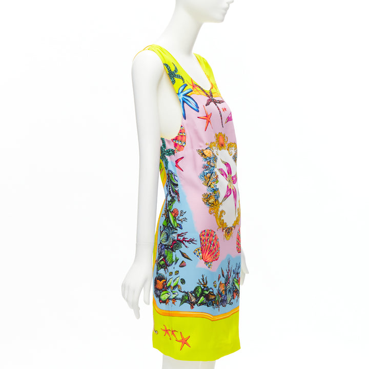 VERSACE 2020 Tresor De La Mer signature starfish print yellow dress IT38 XS