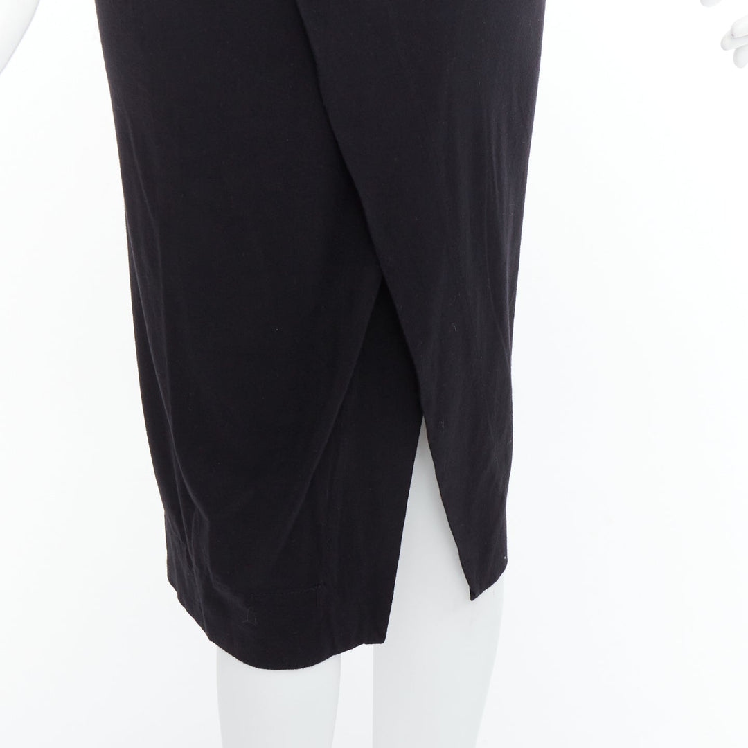 RICK OWENS DRKSHDW black drawstring elasticated waist back slit skirt XS
