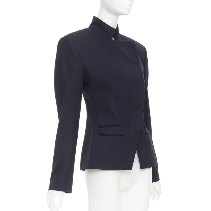 ALEXANDRE VAUTHIER COUTURE SS2025 Runway navy stand collar Power officer blazer