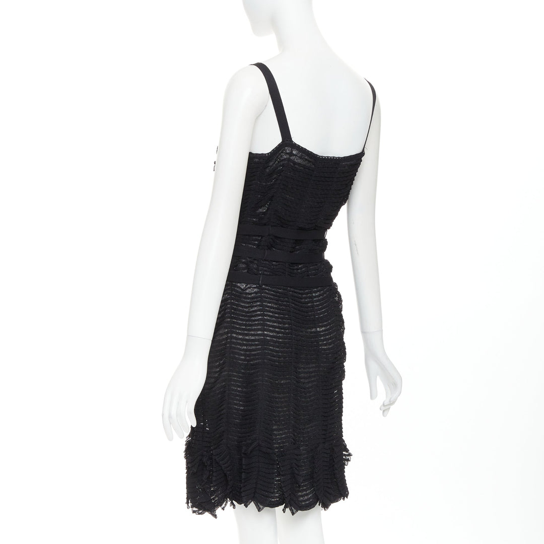 CHRISTIAN DIOR Galliano 2003 Vintage Bondage black shredded knit dress FR38 M