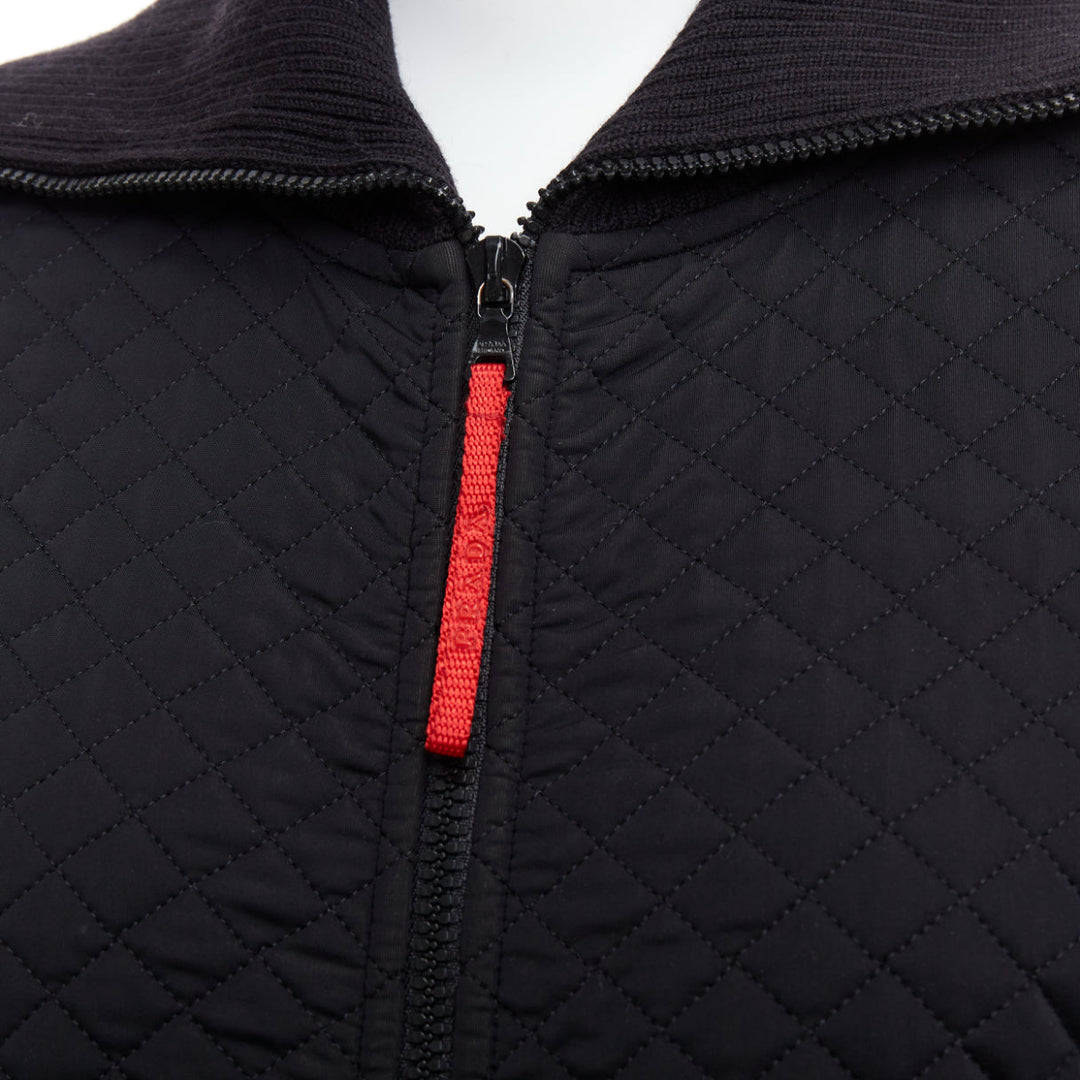 PRADA Linea Rossa black nylon blend red logo zip quilted zip up jacket L