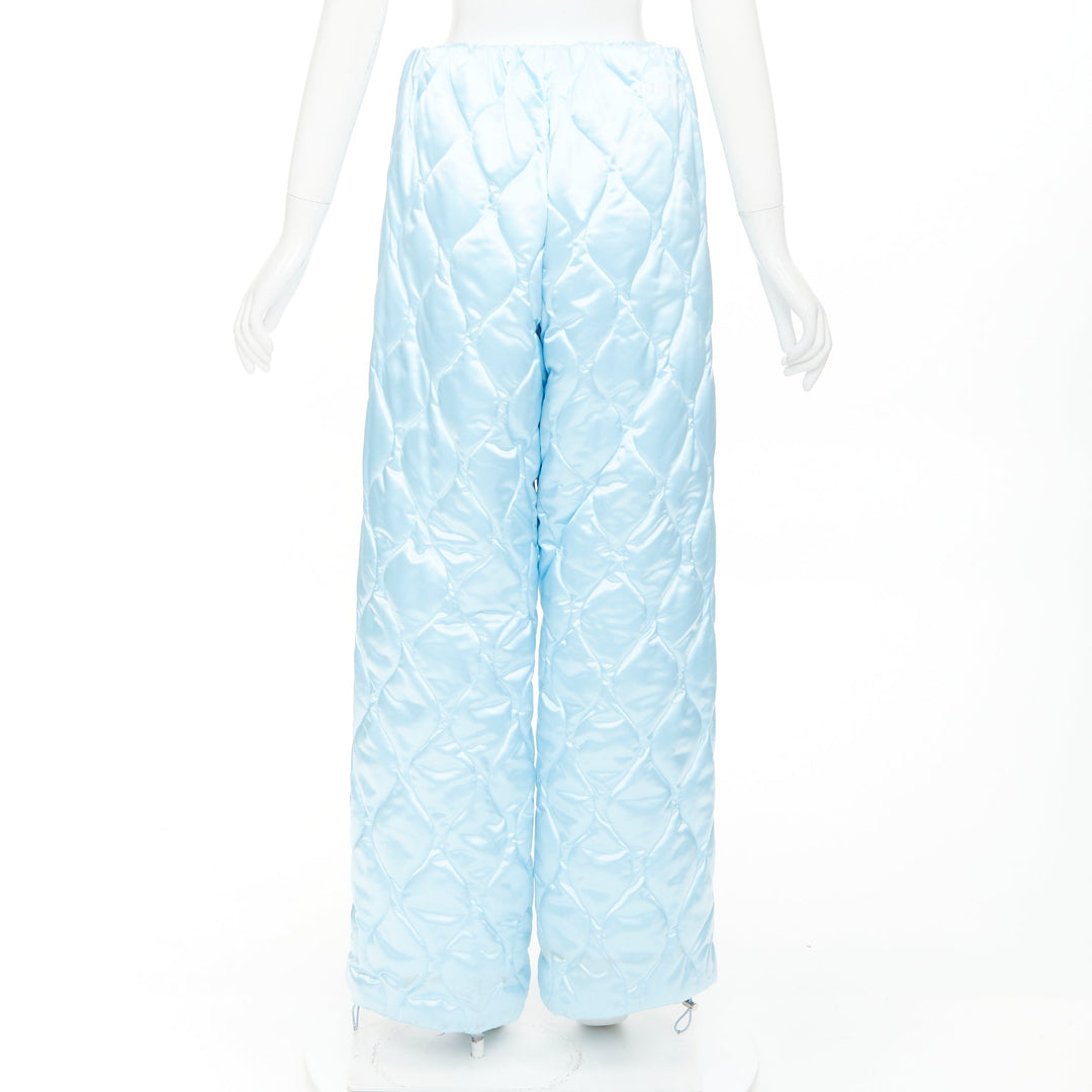 MIU MIU 2021 Runway Winter Pants sky blue quilted nylon wide pants IT38 XS