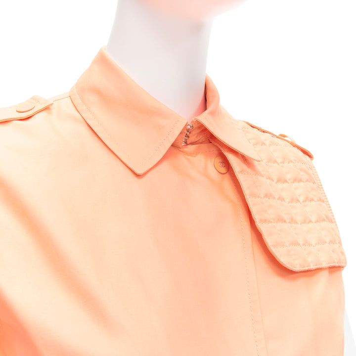 Female mannequin wearing Chanel by Karl Lagerfeld 00T Orange Cotton Women Top in Size FR38 | Available at JHROP