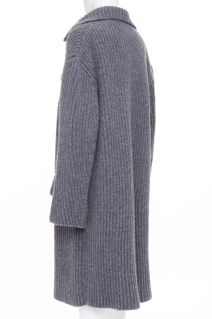 BOTTEGA VENETA 2022 Runway Felted Wool Knitted Coat grey melange coat M