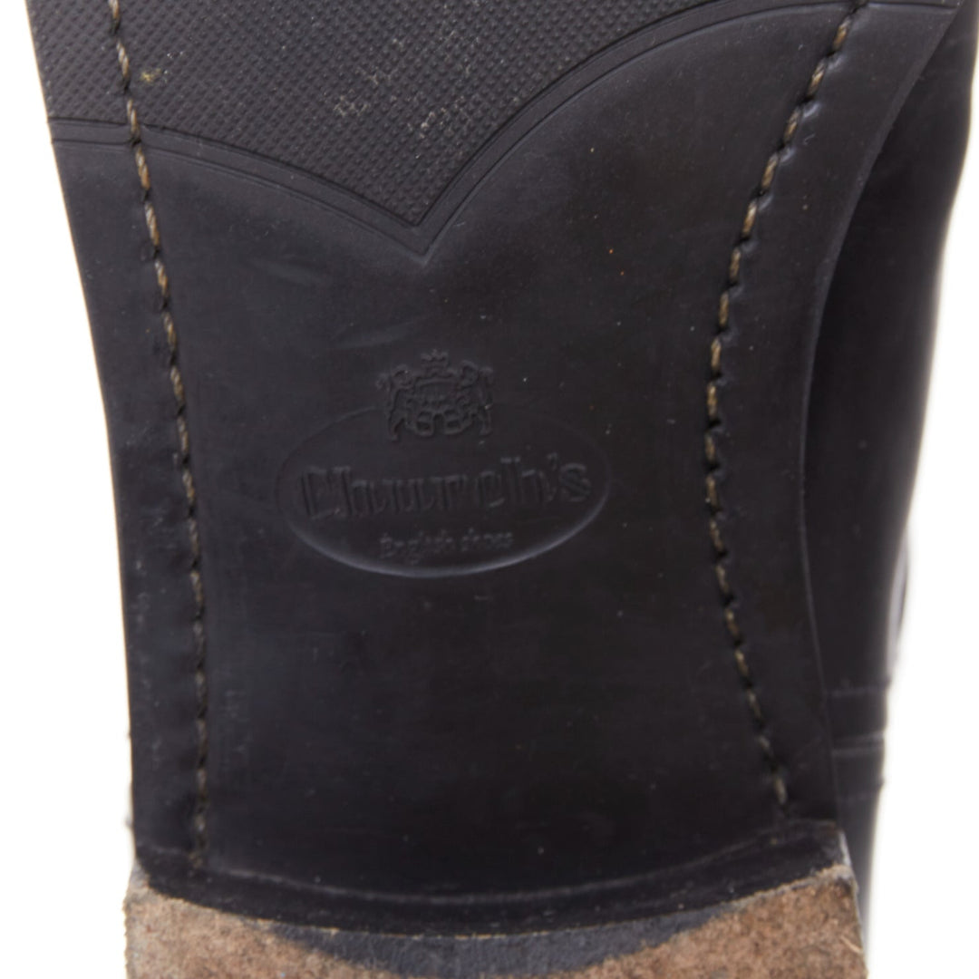 CHURCH'S Michelle G. black leather silver buckle tall riding boots EU37