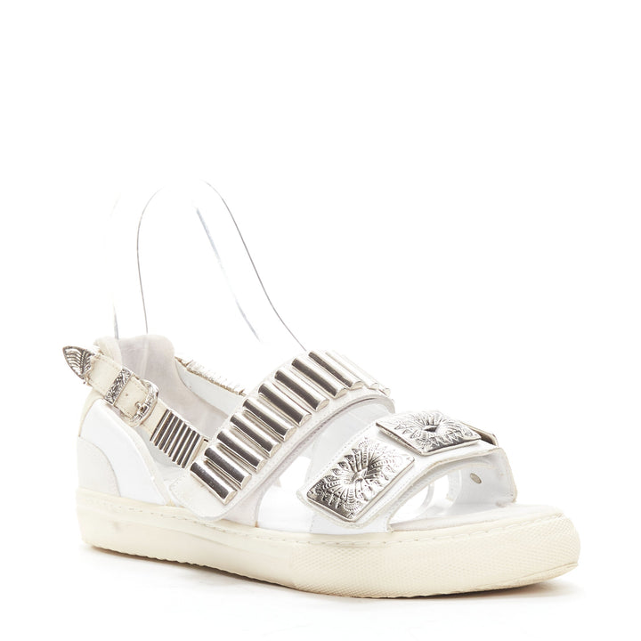 TOGA ARCHIVES 2022 white leather silver metal plate buckle sandals EU39