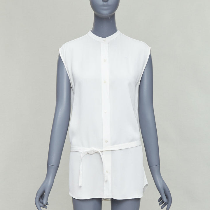 HELMUT LANG white tie front deconstructed backless vest top S