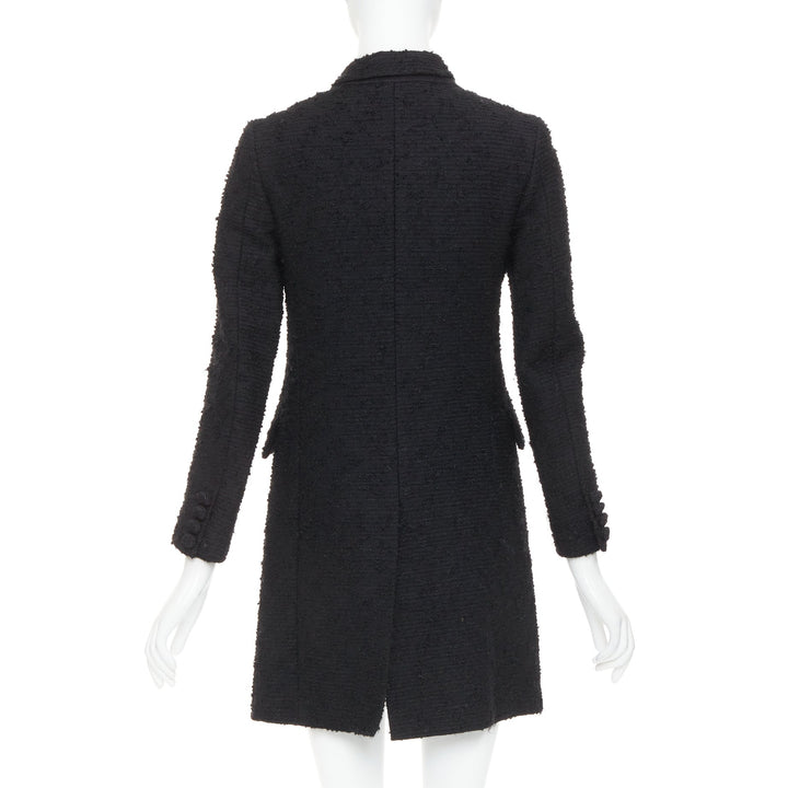 JUNYA WATANABE 2014 black wool tweed flap pocket collared coat XS