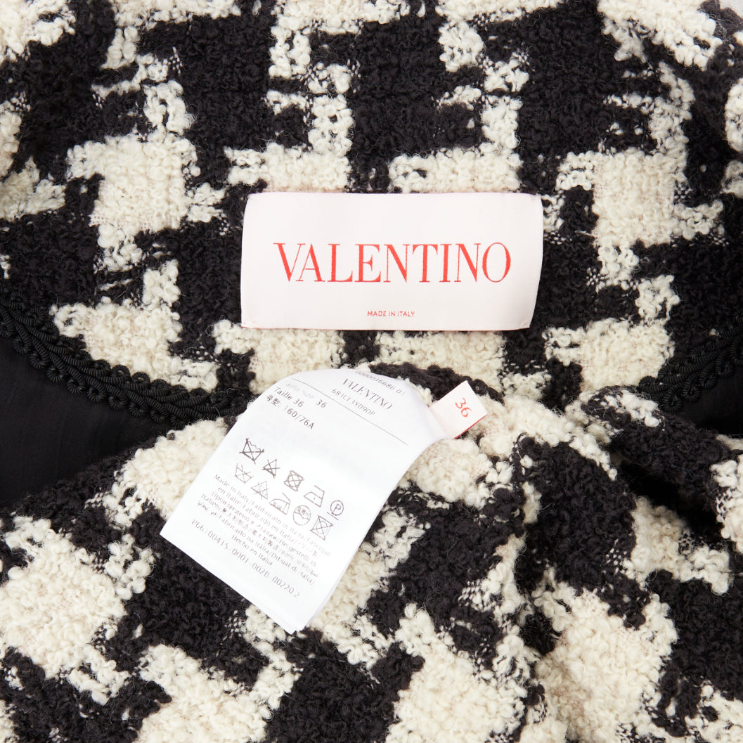 VALENTINO 2025 Runway Mossi Faux Fur Houndstooth wool tweed jacket IT36 XS
