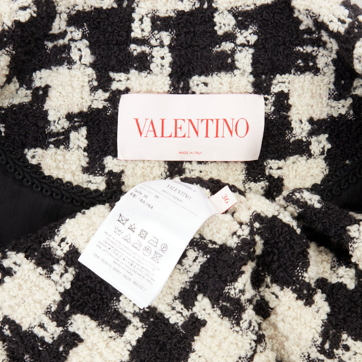 VALENTINO 2025 Runway Mossi Faux Fur Houndstooth wool tweed jacket IT36 XS