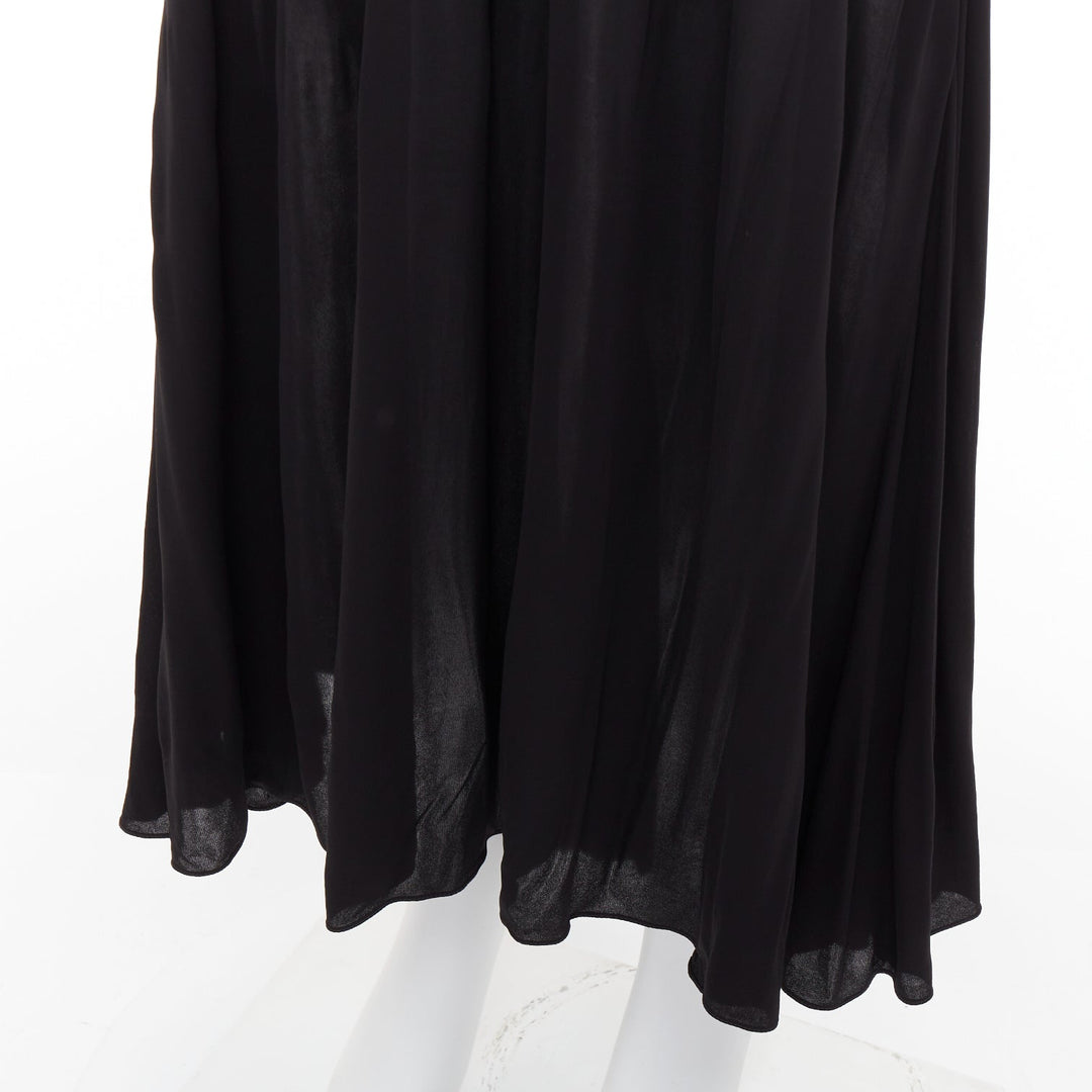 SAINT LAURENT 2022 black cut out gathered off shoulder open back dress FR38 S