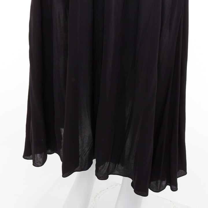 SAINT LAURENT 2022 black cut out gathered off shoulder open back dress FR38 S