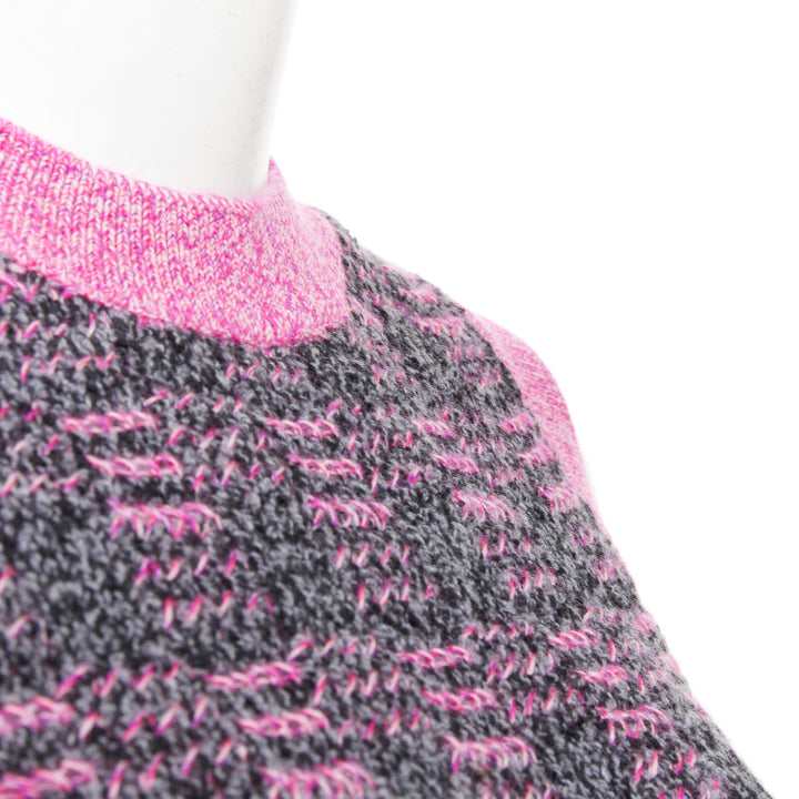 CHANEL 2022 Runway check cc plaque fuchsia trim cropped cashmere knit vest FR38