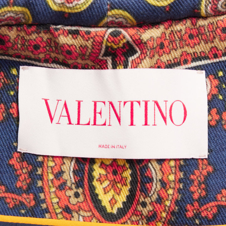 VALENTINO 2024 Paisley Medaglioni orange cotton gabardine cropped jacket IT40 S
