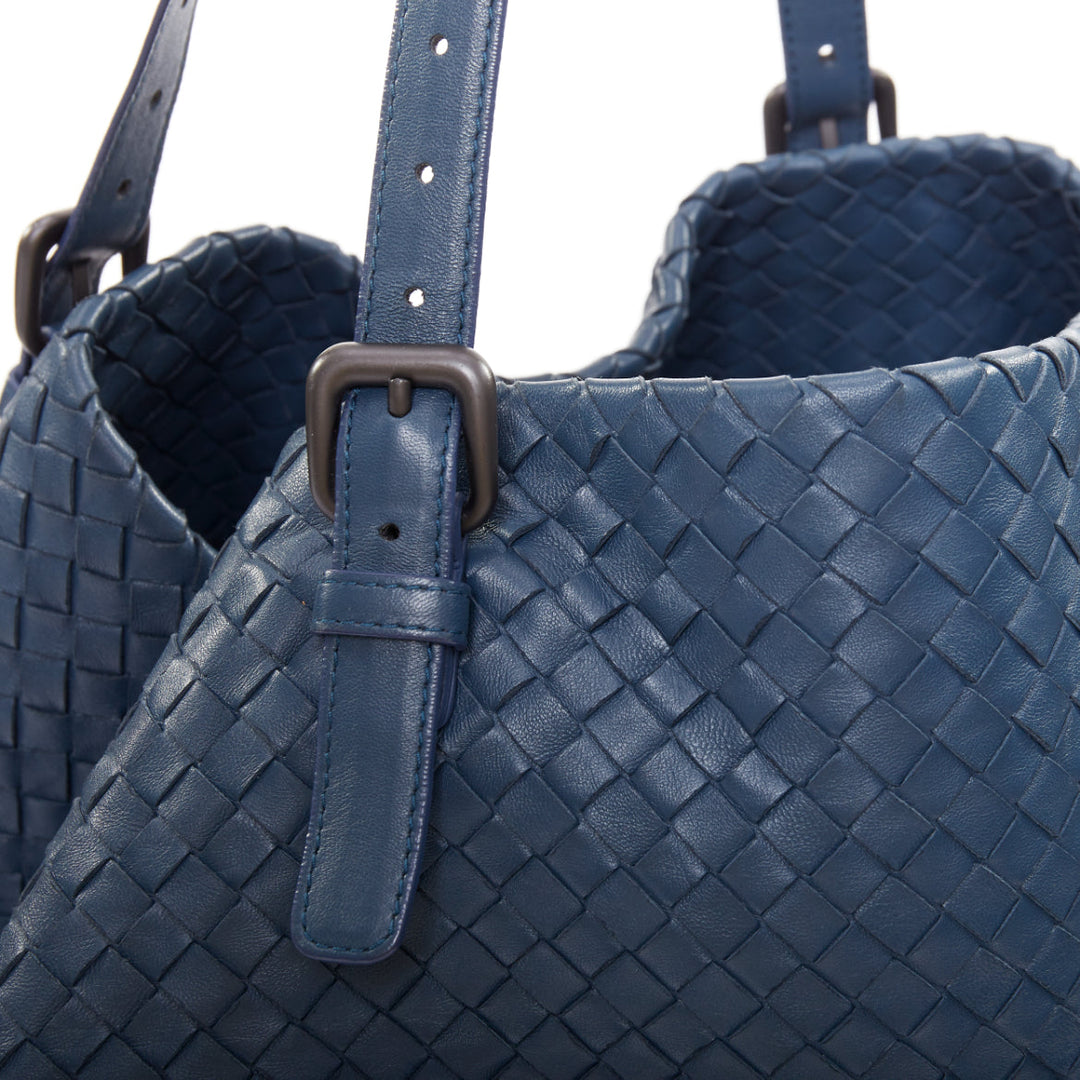 BOTTEGA VENETA 2012 Cesta marine blue intrecciato woven leather bag