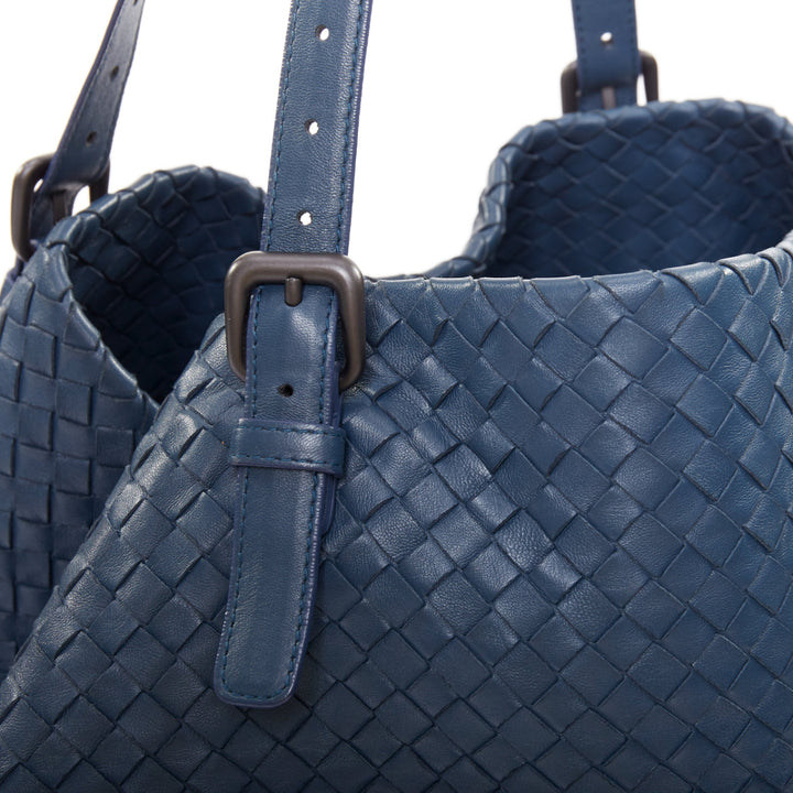 BOTTEGA VENETA 2012 Cesta marine blue intrecciato woven leather bag