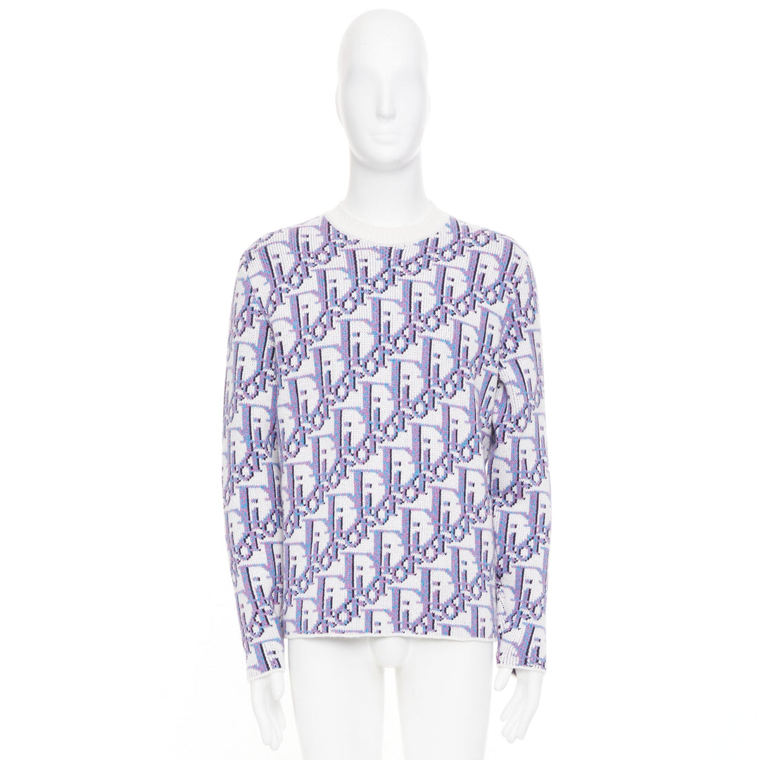 DIOR HOMME Multicolored Oblique jacquard wool cashmere blend sweater S