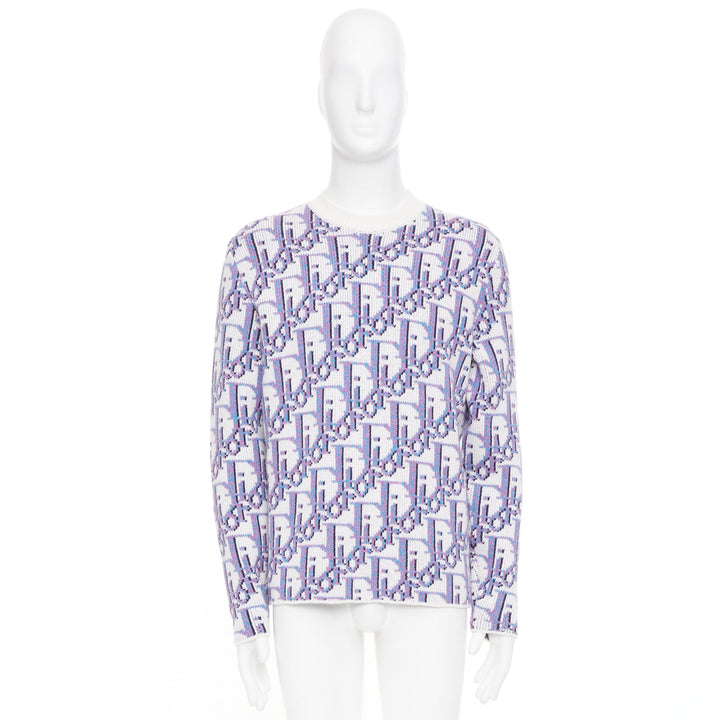 DIOR HOMME Multicolored Oblique jacquard wool cashmere blend sweater S