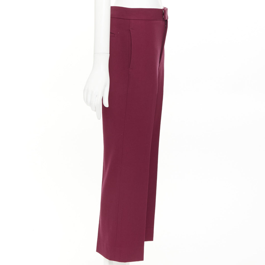 OLD CELINE Phoebe Philo burgundy wool cotton trim cropped dress trousers FR36 S