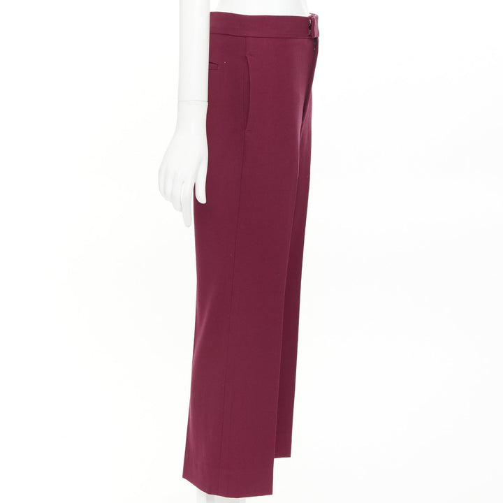 OLD CELINE Phoebe Philo burgundy wool cotton trim cropped dress trousers FR36 S