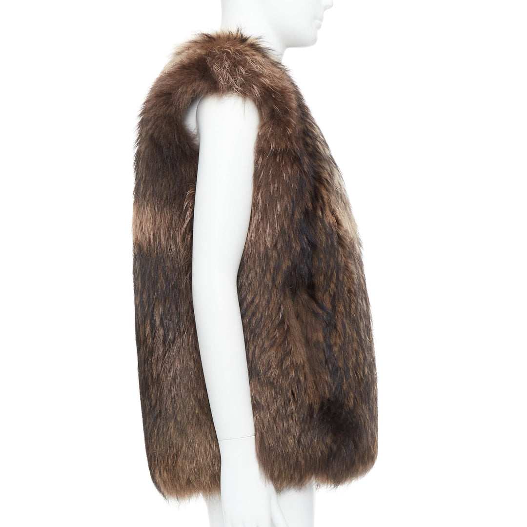 DAMIR DOMA brown genuine fur sleeveless vest coat M