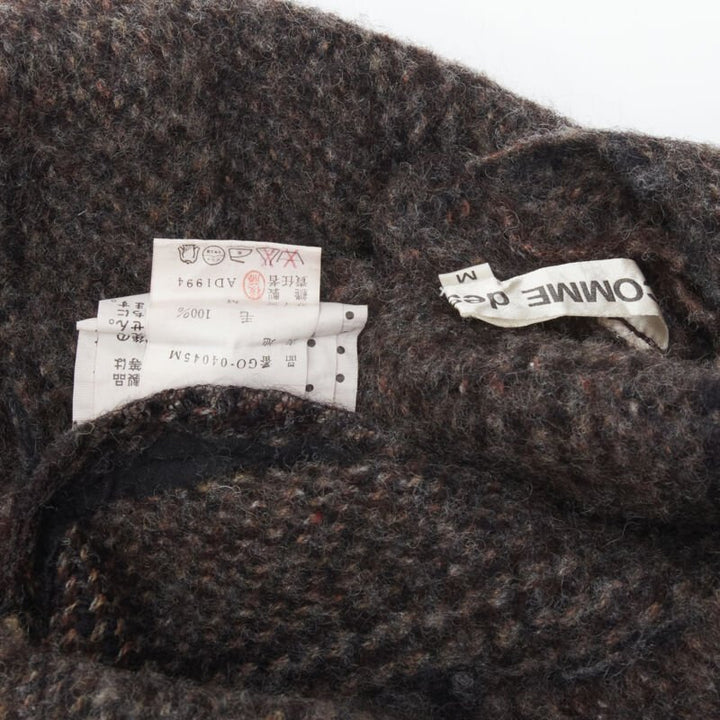 COMME DES GARCONS Vintage 1994 boiled wool tweed raw frayed edge midi dress M