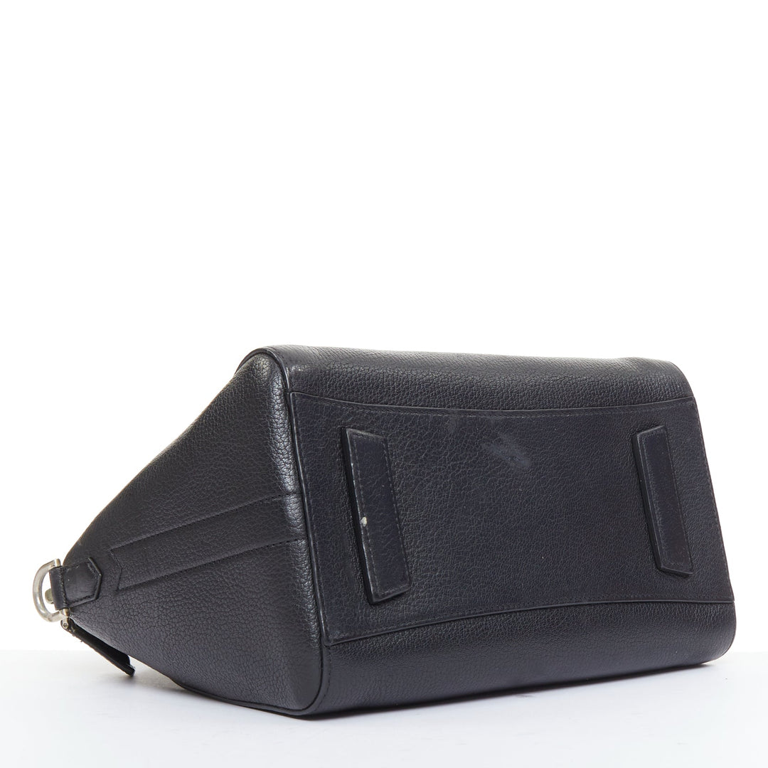 GIVENCHY Antigona Small black grained leather trapezoid structured tote bag