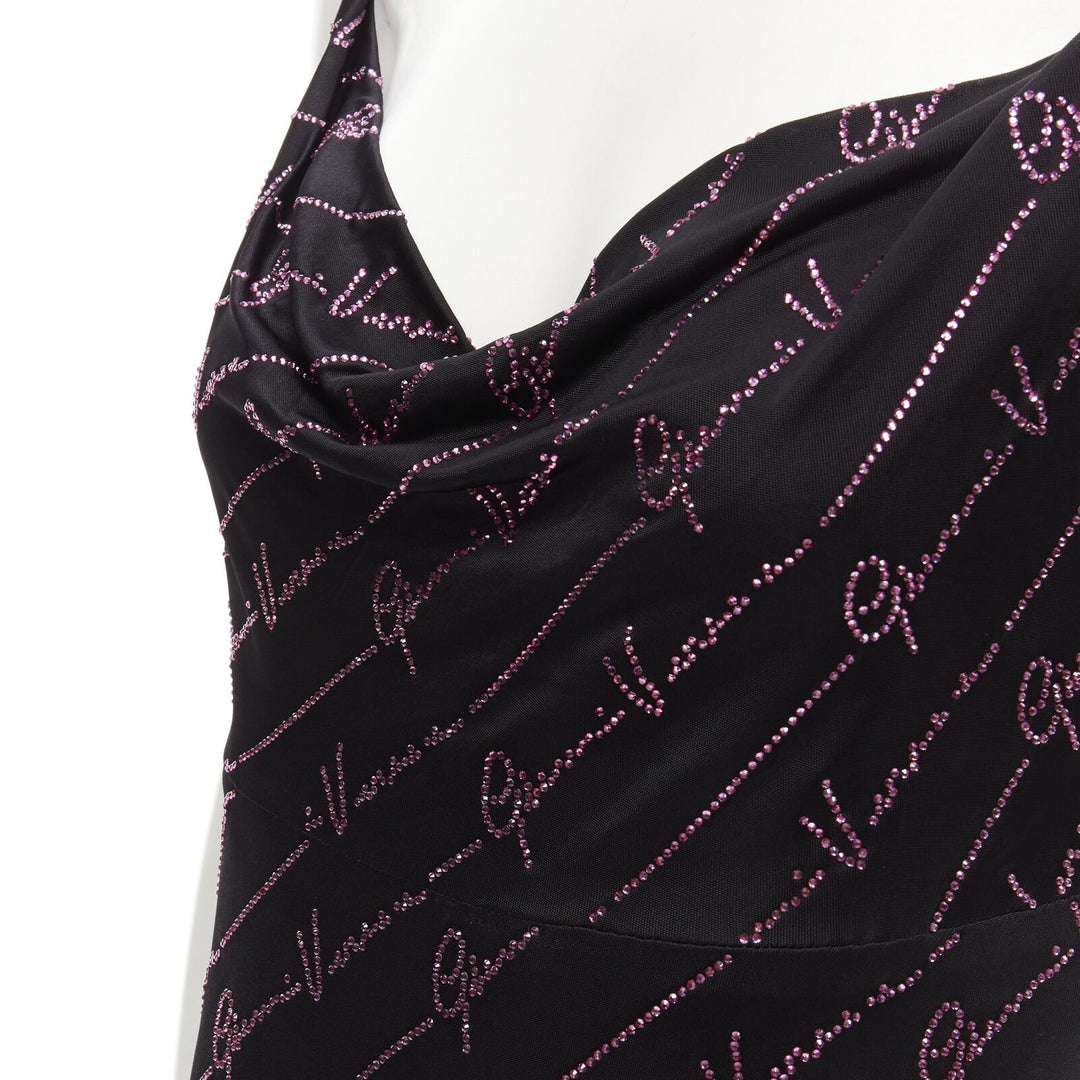VERSACE Gianni Signature black pink crystal Medusa mini dress IT38 XS