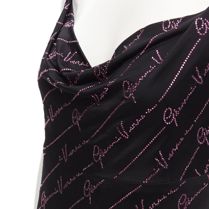 VERSACE Gianni Signature black pink crystal Medusa mini dress IT38 XS