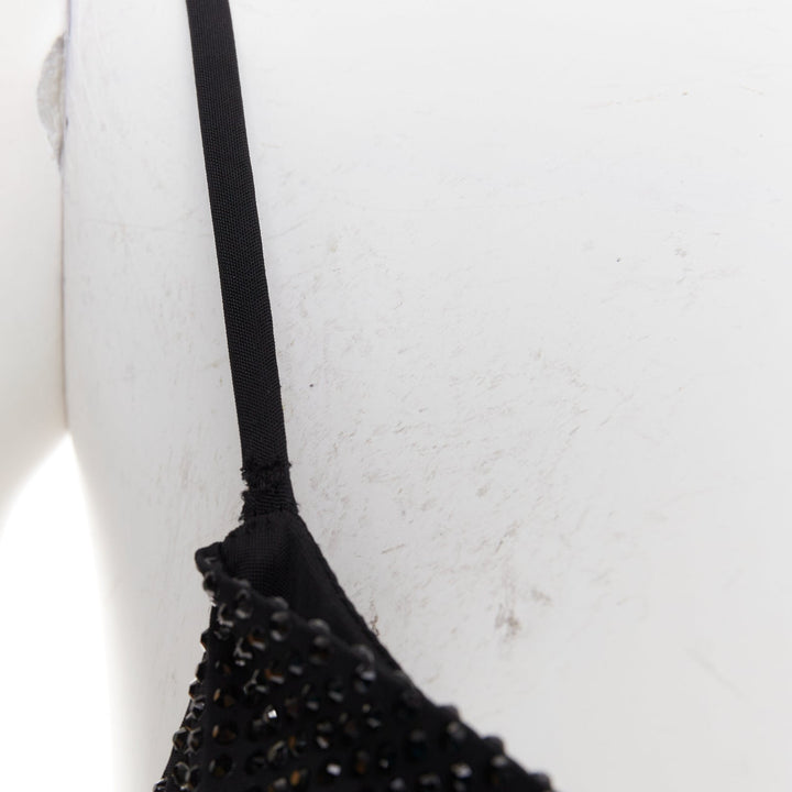 ALEXANDRE VAUTHIER  black crystal strass stretched panel bandage mini slip dress