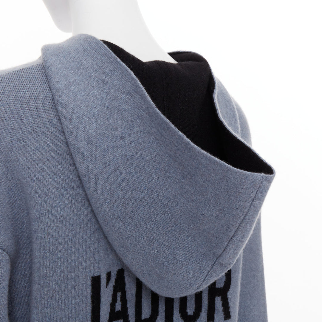 CHRISTIAN DIOR J'adior 8 dusty blue cashmere blend dropp sleeves hoodie FR34 XS