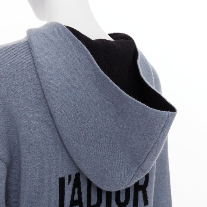 CHRISTIAN DIOR J'adior 8 dusty blue cashmere blend dropp sleeves hoodie FR34 XS
