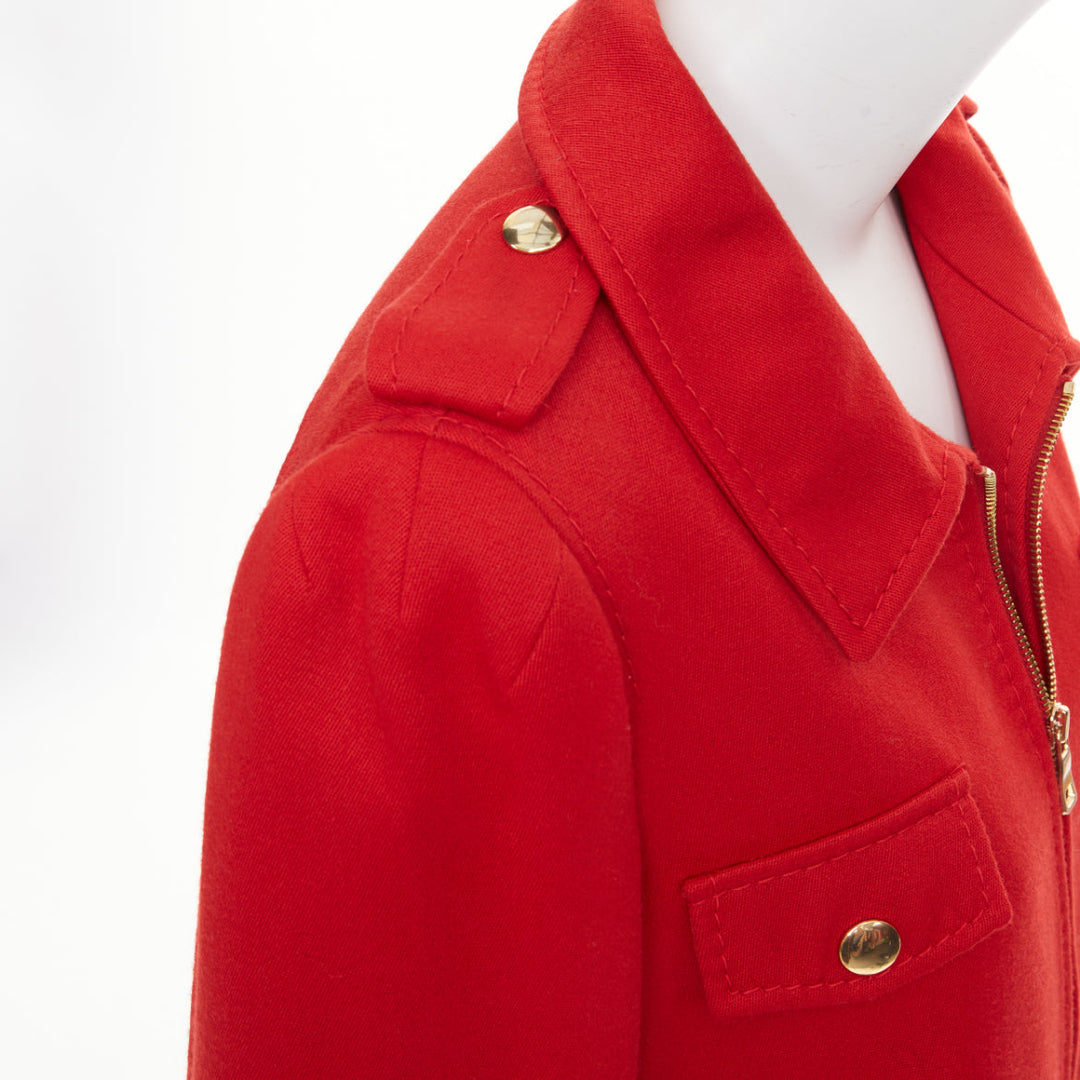 MOSCHINO Cheap and Chic red black real fur trim wool biker style jacket IT46 XL