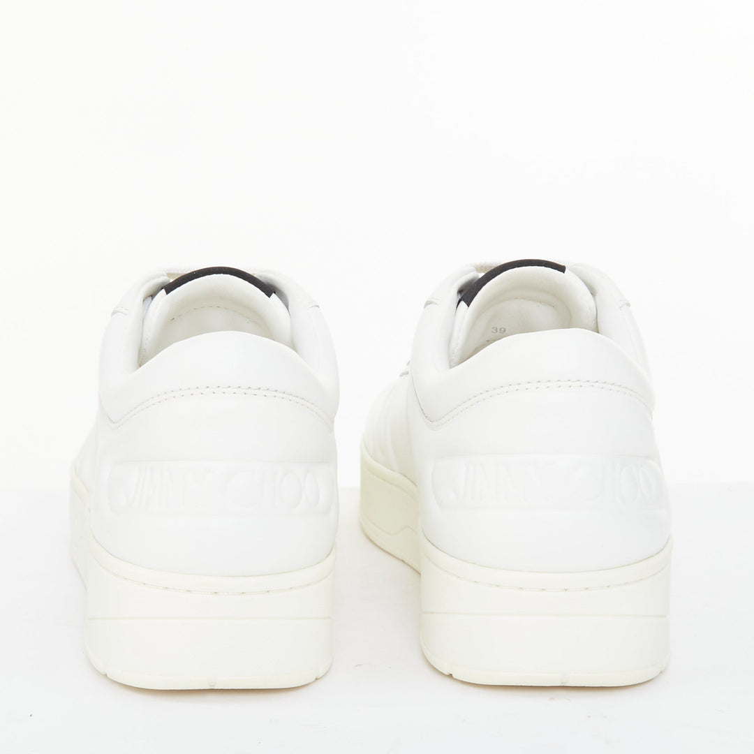 JIMMY CHOO Hawaii Crystal low top calf leather platform white sneakers EU39