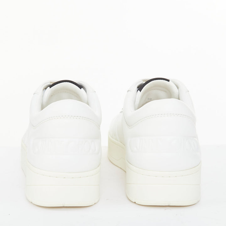 JIMMY CHOO Hawaii Crystal low top calf leather platform white sneakers EU39