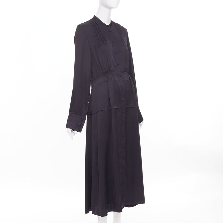 JIL SANDER W Dress 1 Viscose pleated long sleeve button shirt dress FR32 XXS